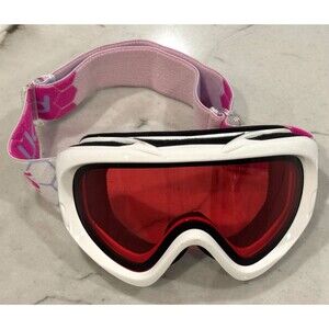 BOLLE Ski Snowboard Goggles White Frames Pink Lenses Logo Strap Girls Youth 2